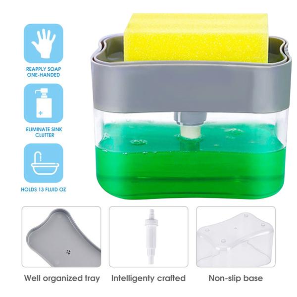 Liquid Soap Dispenser with Sponge Holder - Pet Cleaning Essentials - Chestore