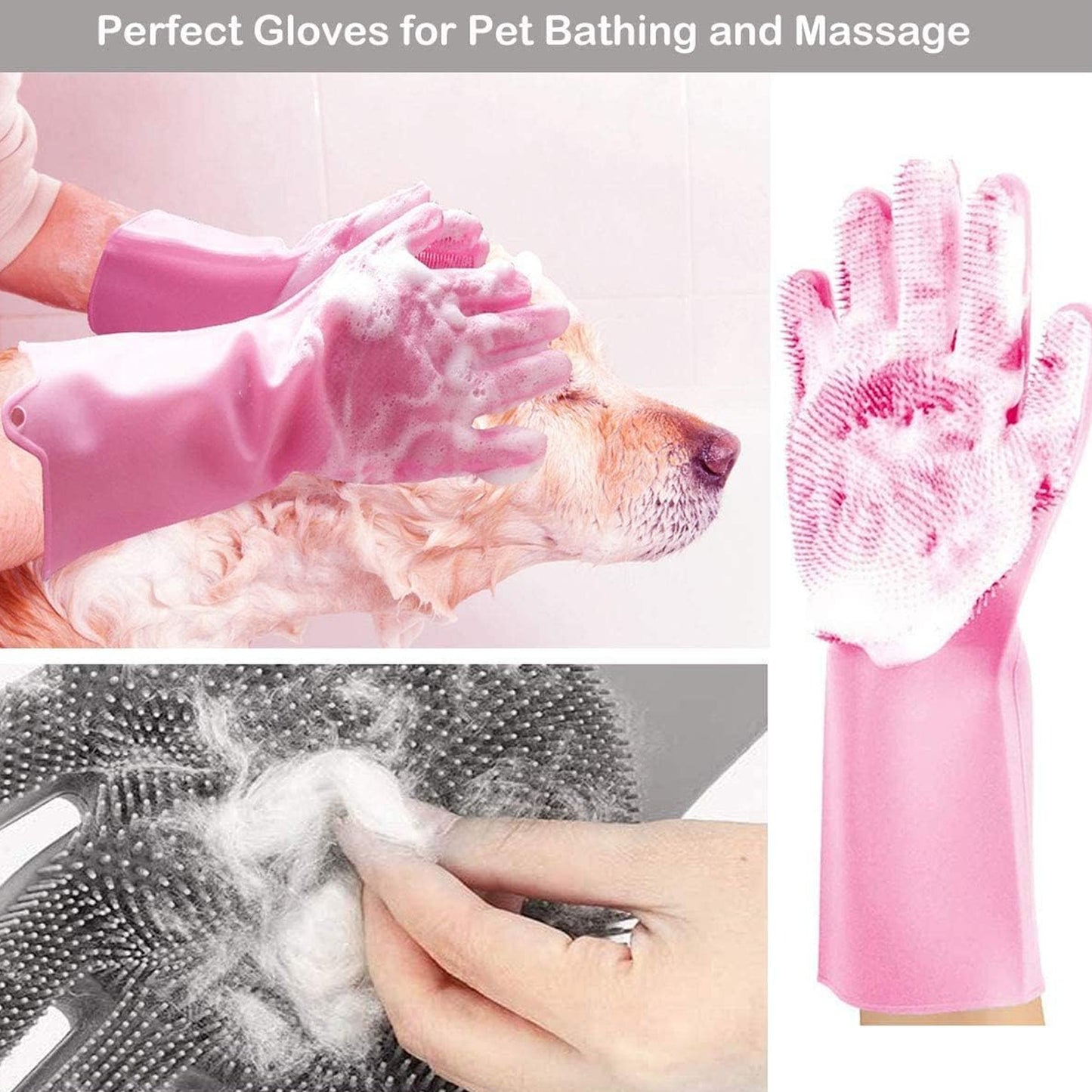 Dishwashing Gloves with Scrubber | Reusable Silicone Cleaning Gloves for Kitchen, Bathroom & Pet Grooming
