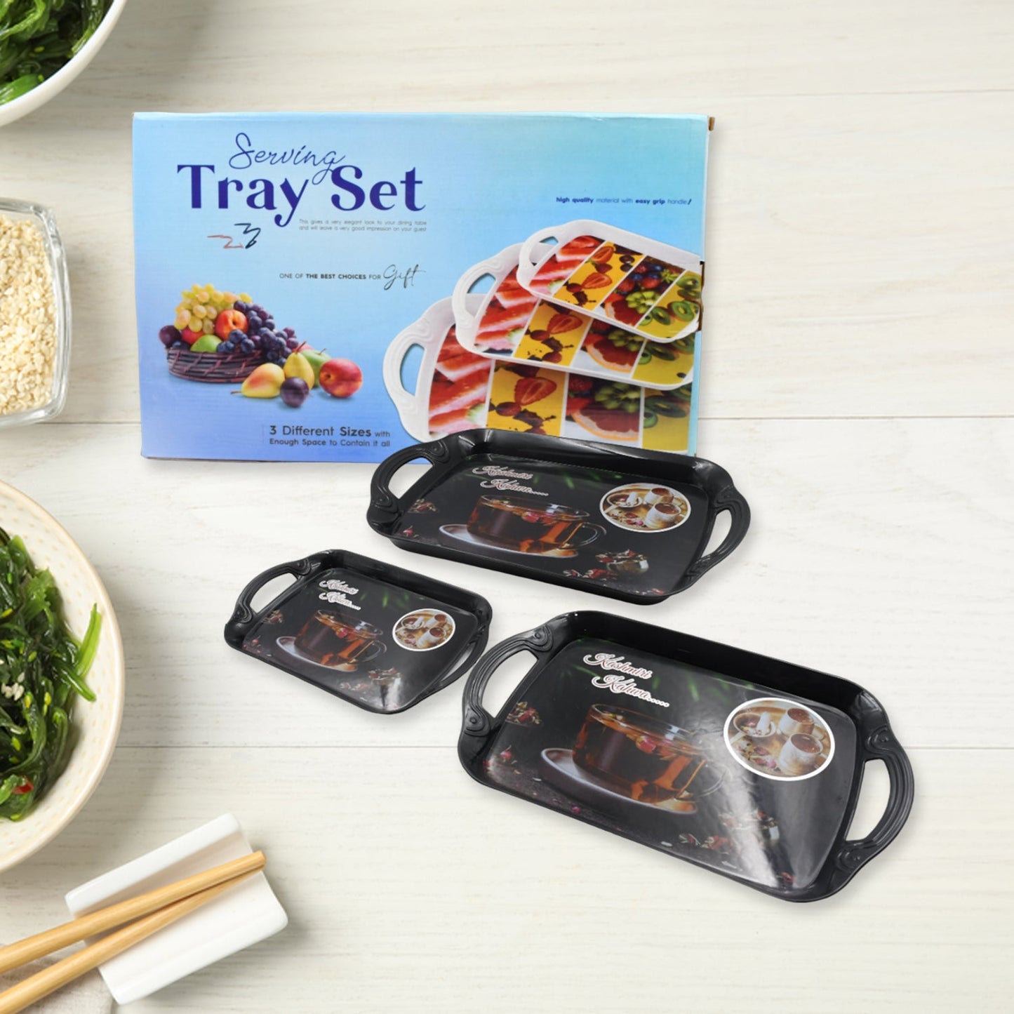 Mealmine Serving Tray Set of 3 – Multipurpose & Stylish - Chestore