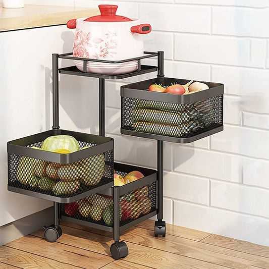 Metal Kitchen Trolley – 3 & 4 Layer Organizer with Wheels - Chestore