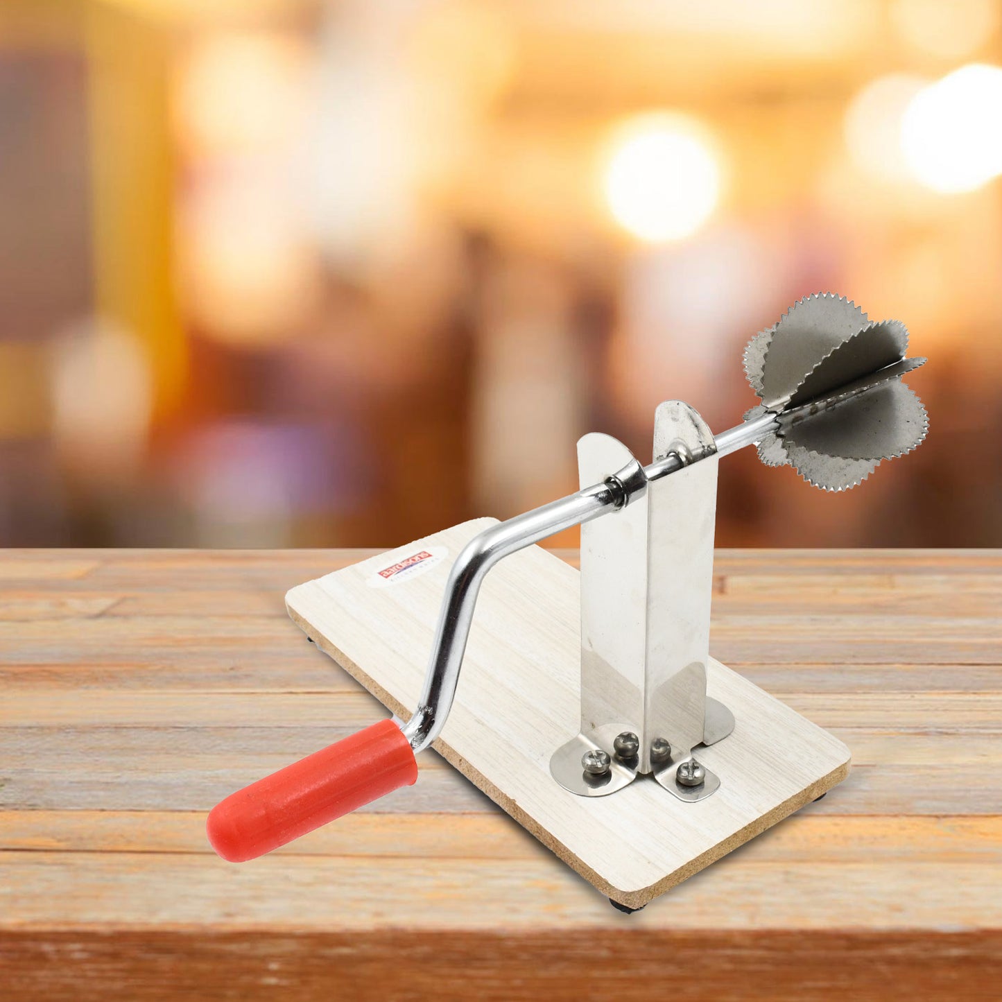 Stainless Steel Coconut Scraper with Wooden Base – Easy & Efficient
