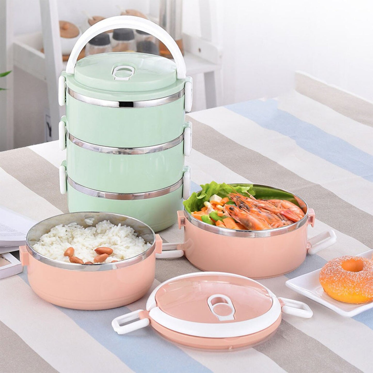 Multi - Layer Stainless Steel Hot Lunch Box – 3 Layer - Chestore