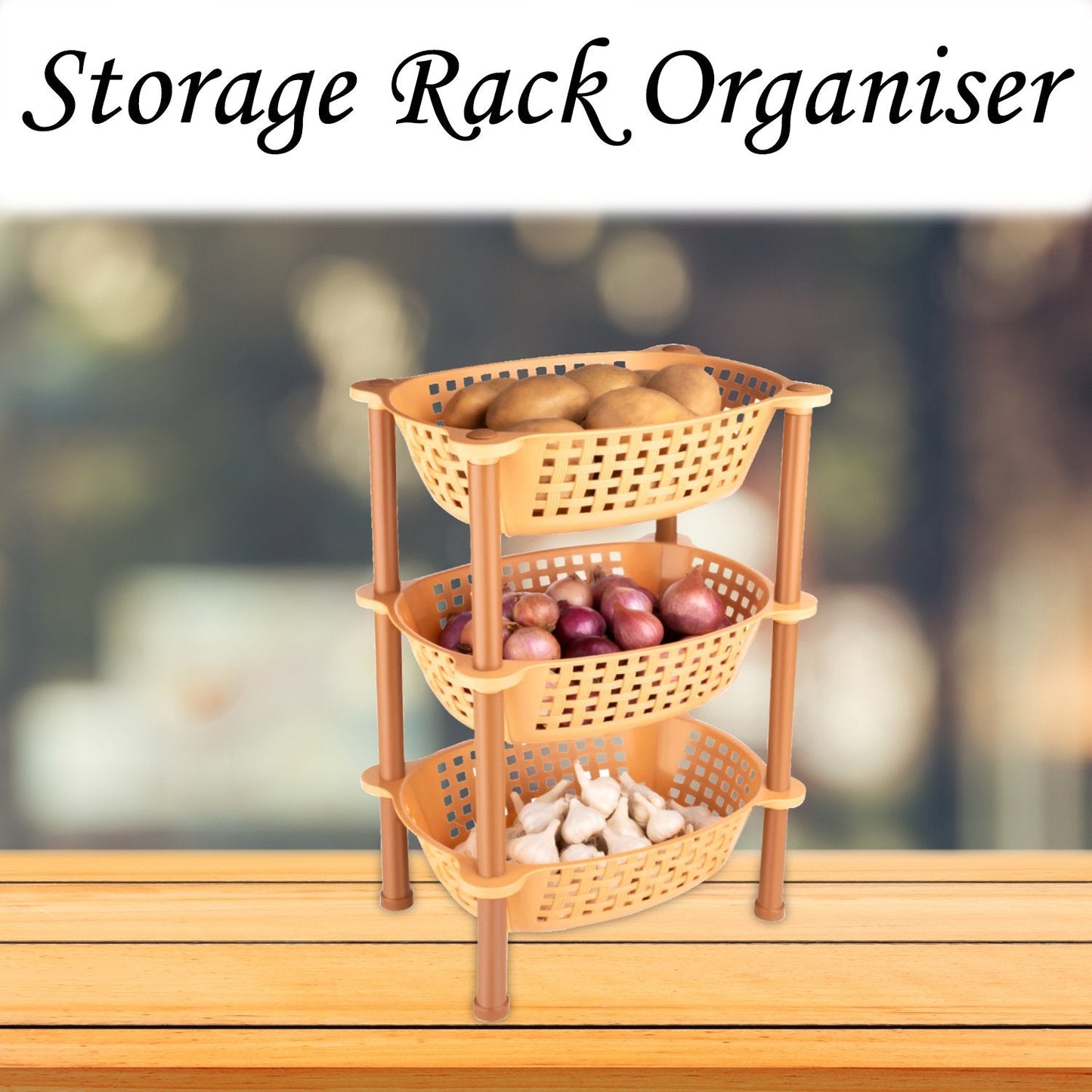 Multipurpose Plastic Storage Rack Organizer – 3 Pcs Set - Chestore
