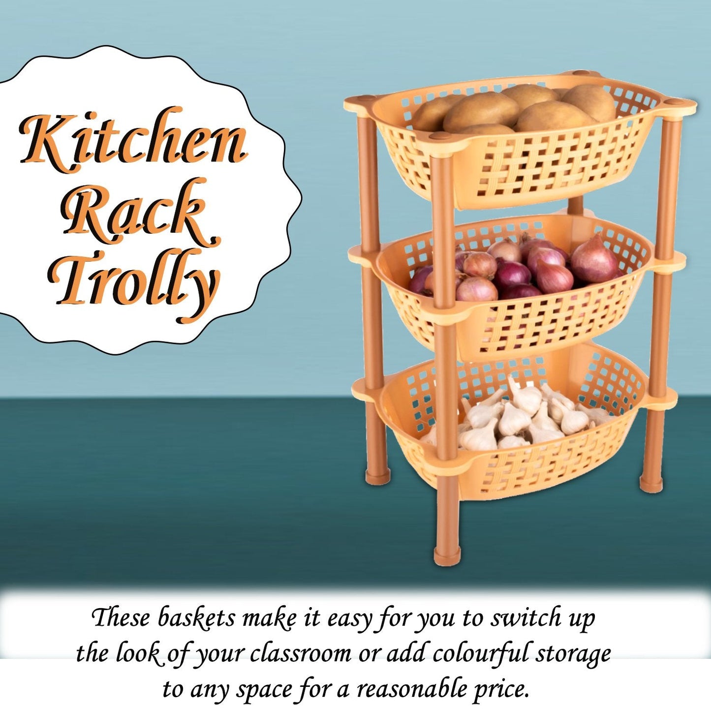 Multipurpose Plastic Storage Rack Organizer – 3 Pcs Set - Chestore