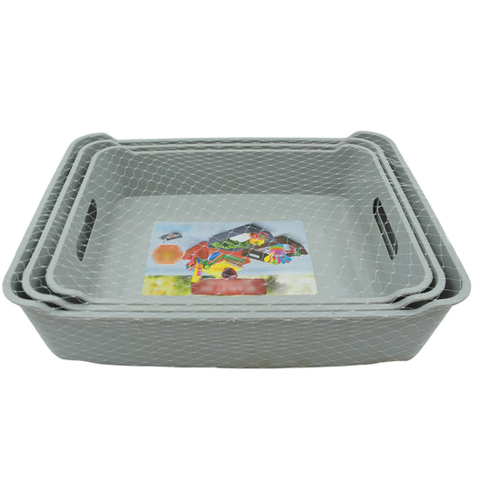 Multipurpose Plastic Storage Tray – Set of 3 for Kitchen & Home - Chestore