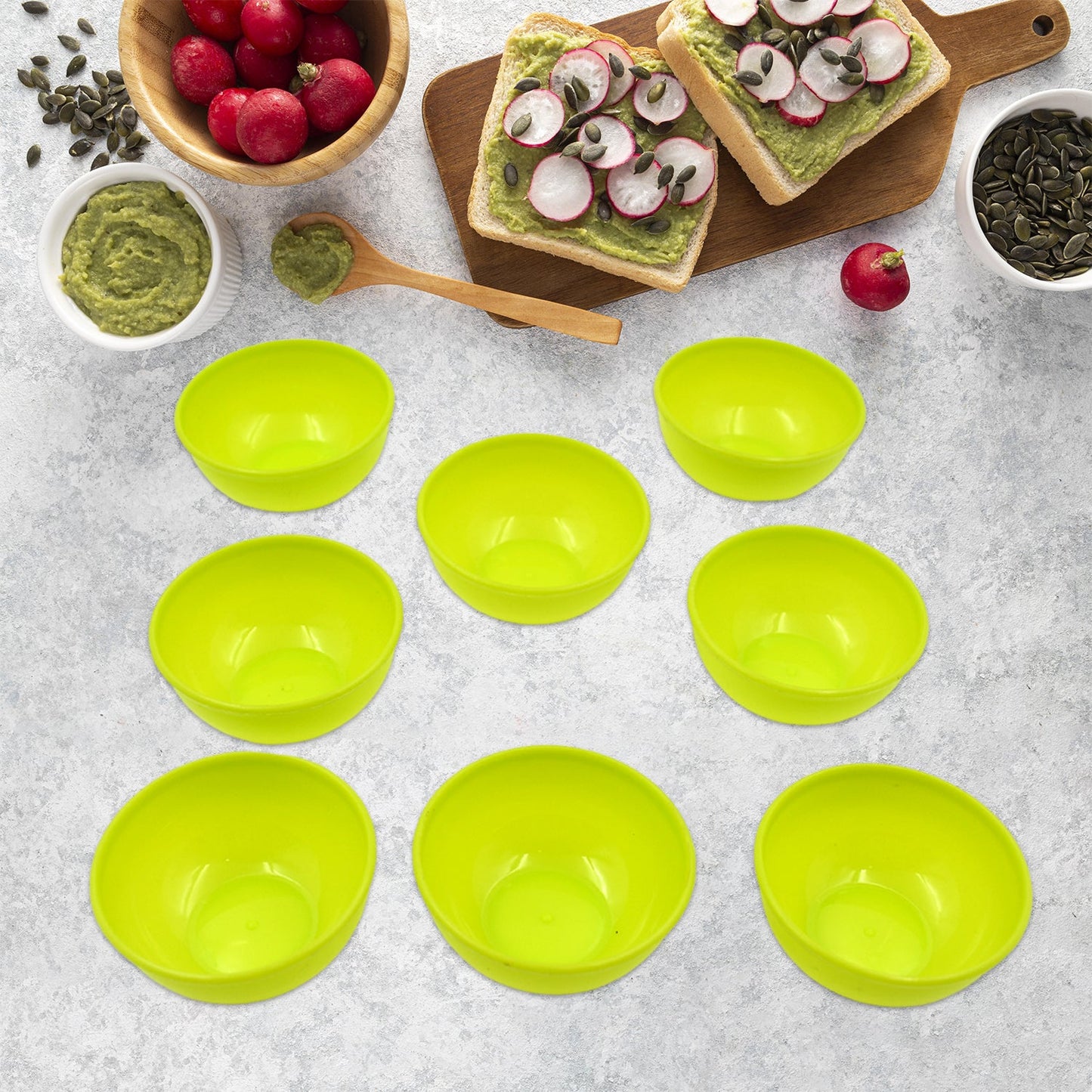Multipurpose Small Round Plastic Bowl – 8 Pcs, Microwave & Dishwasher Safe - Chestore