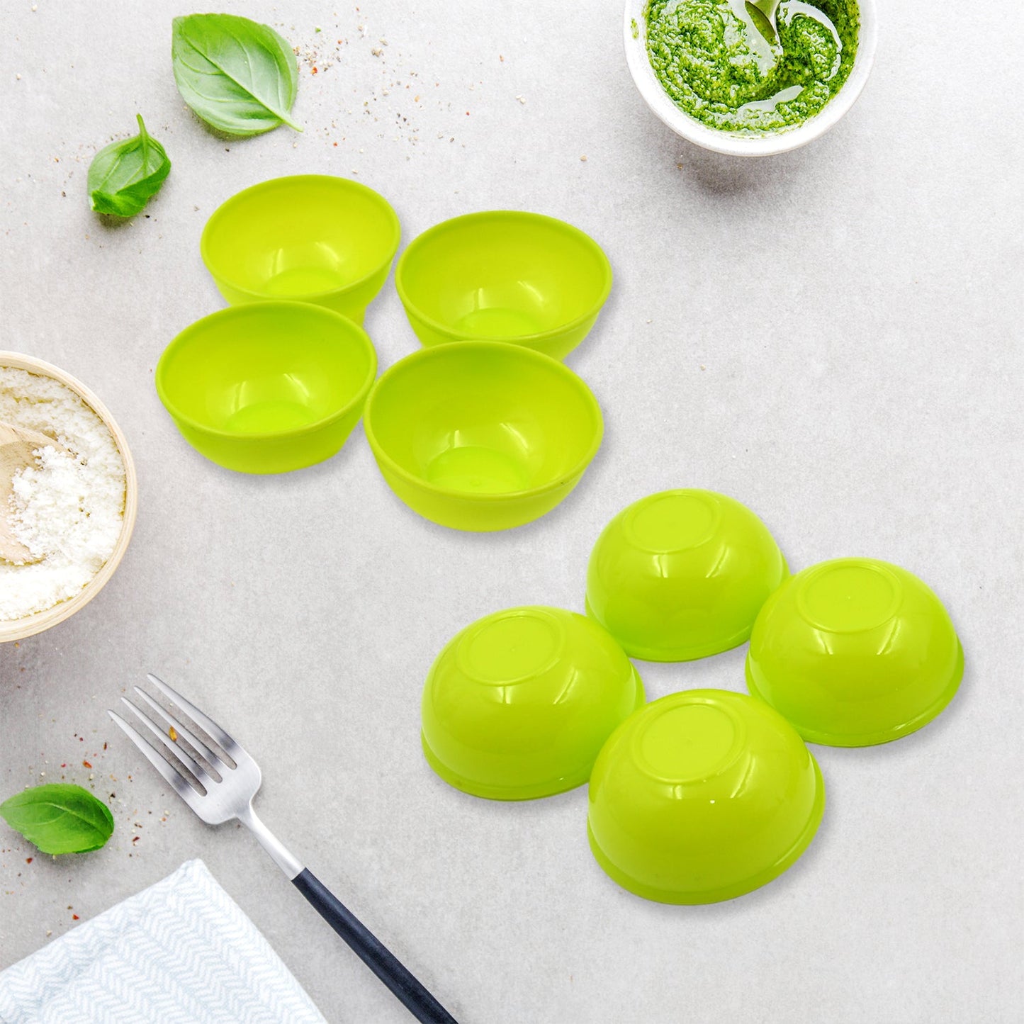 Multipurpose Small Round Plastic Bowl – 8 Pcs, Microwave & Dishwasher Safe - Chestore