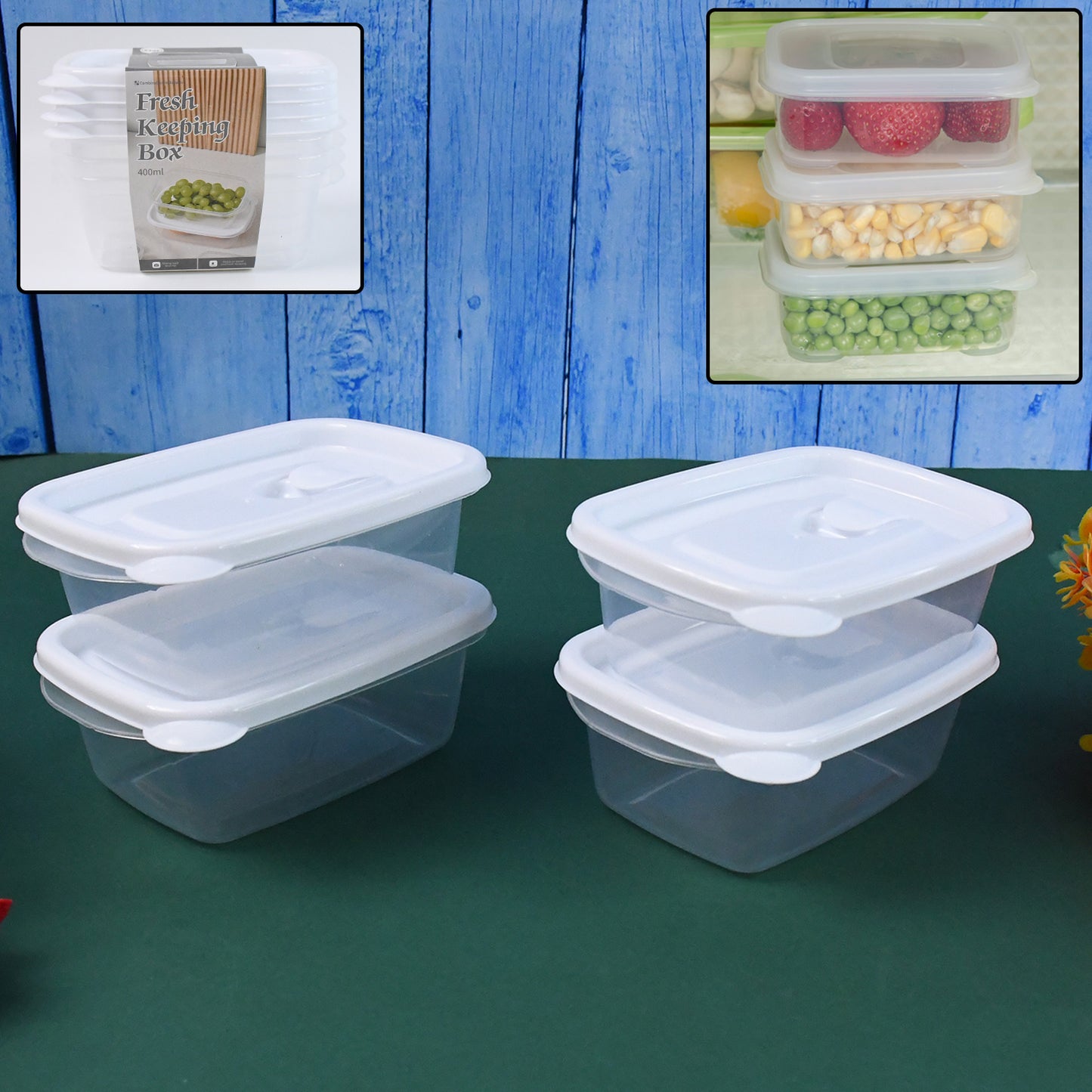 4-Piece Microwave-Safe Food Storage Containers – 400ml Airtight & BPA-Free 🍱🔥