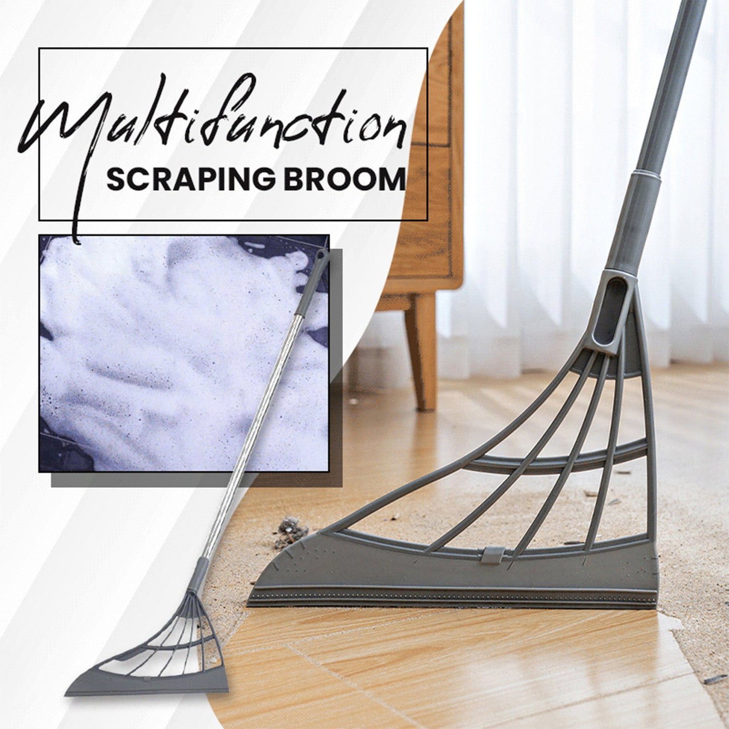 Durable Eco-Friendly Broom with Scraper | Efficient Floor Cleaning Tool