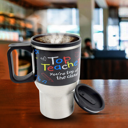 Stainless Steel Vacuum Glass Insulated Coffee Mug with Lid & Handle – Double-Walled Travel Cup