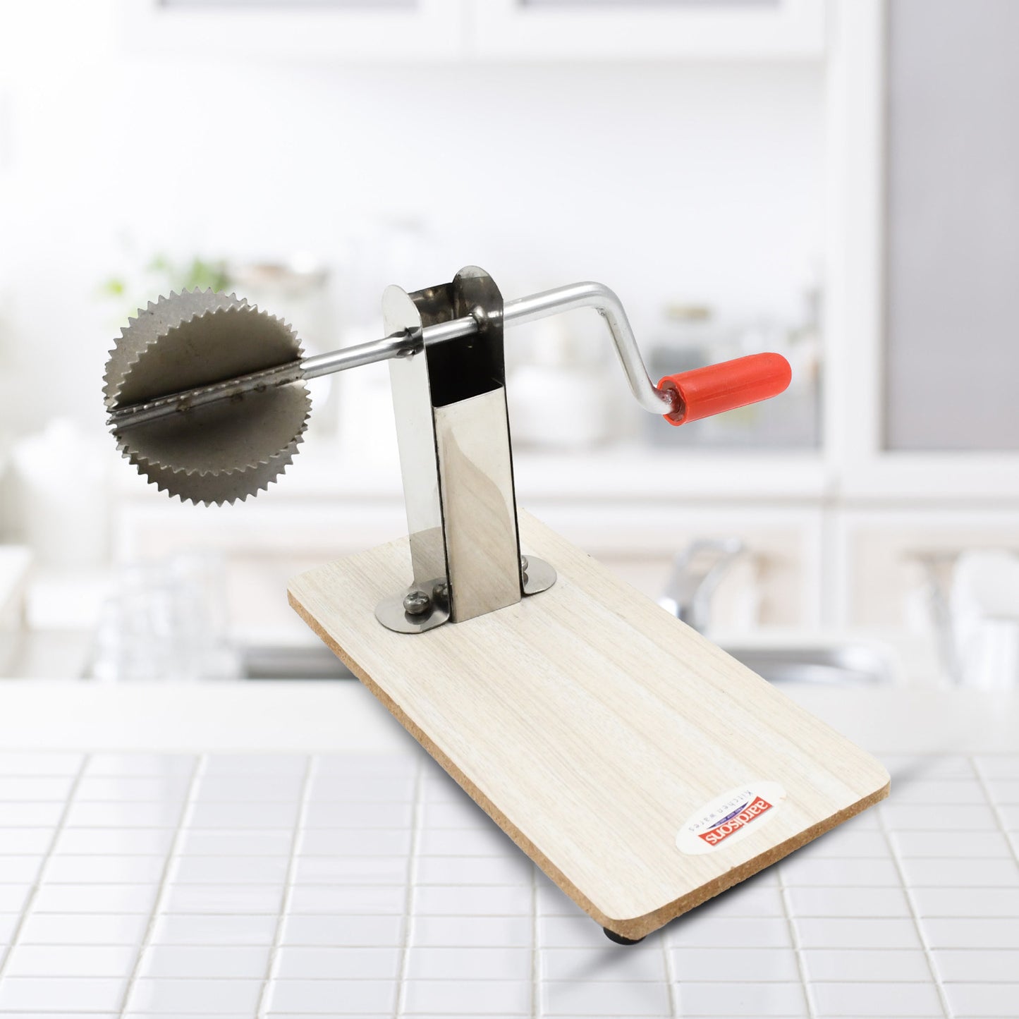 Stainless Steel Coconut Scraper with Wooden Base – Easy & Efficient
