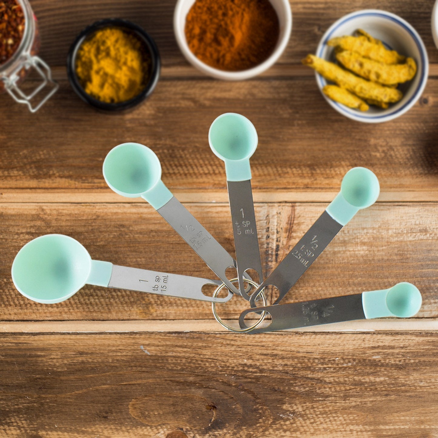 5-Piece Stainless Steel & Plastic Measuring Spoon Set – Precise & Durable 🥄✨