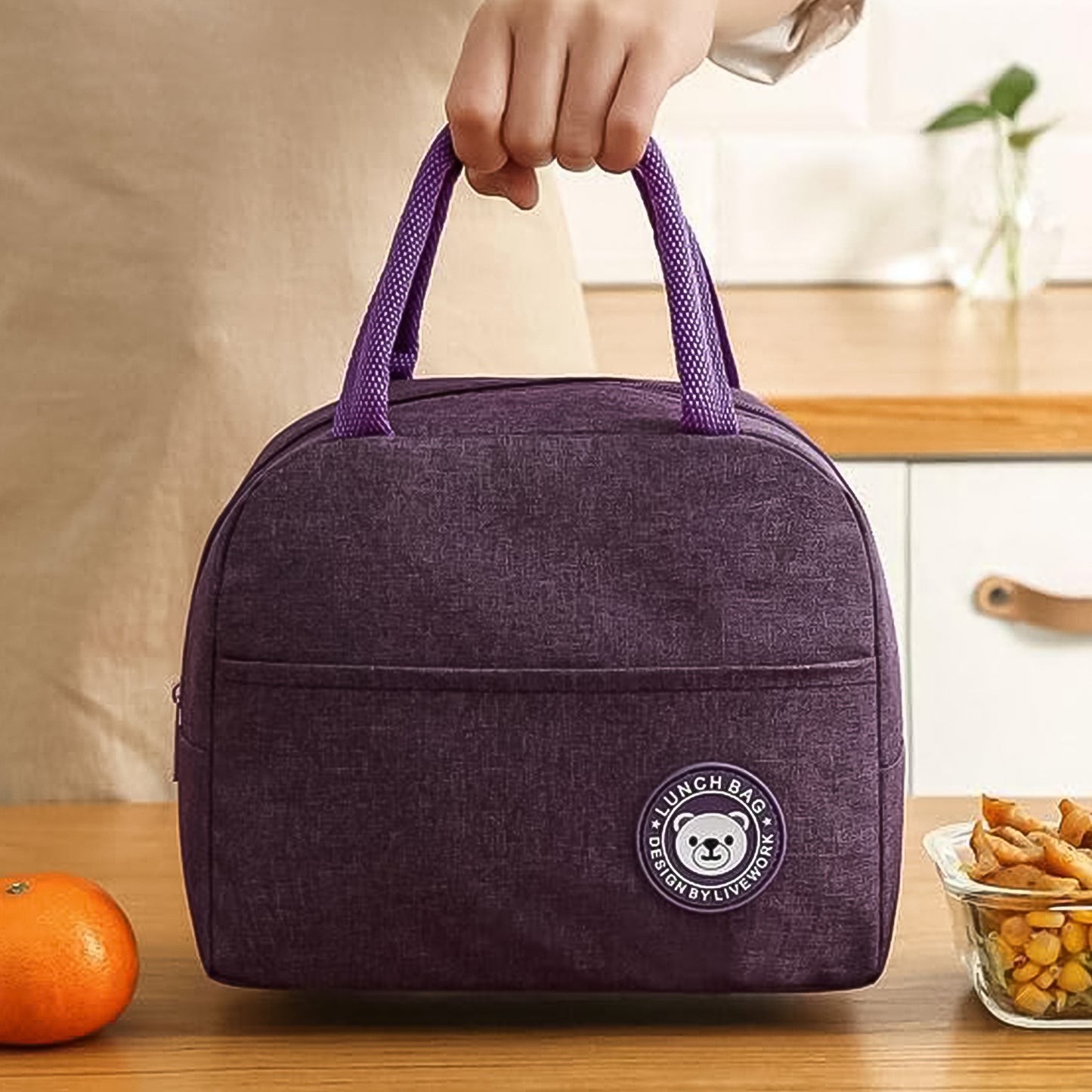 Insulated Lunch Bag with Zipper – Portable Lunch Box Bag for Women & Men