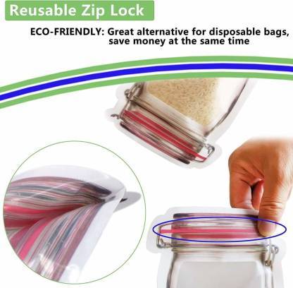 Plastic Transparent Jar-Shaped Stand-Up Pouch with Zipper | Reusable Storage Pouch