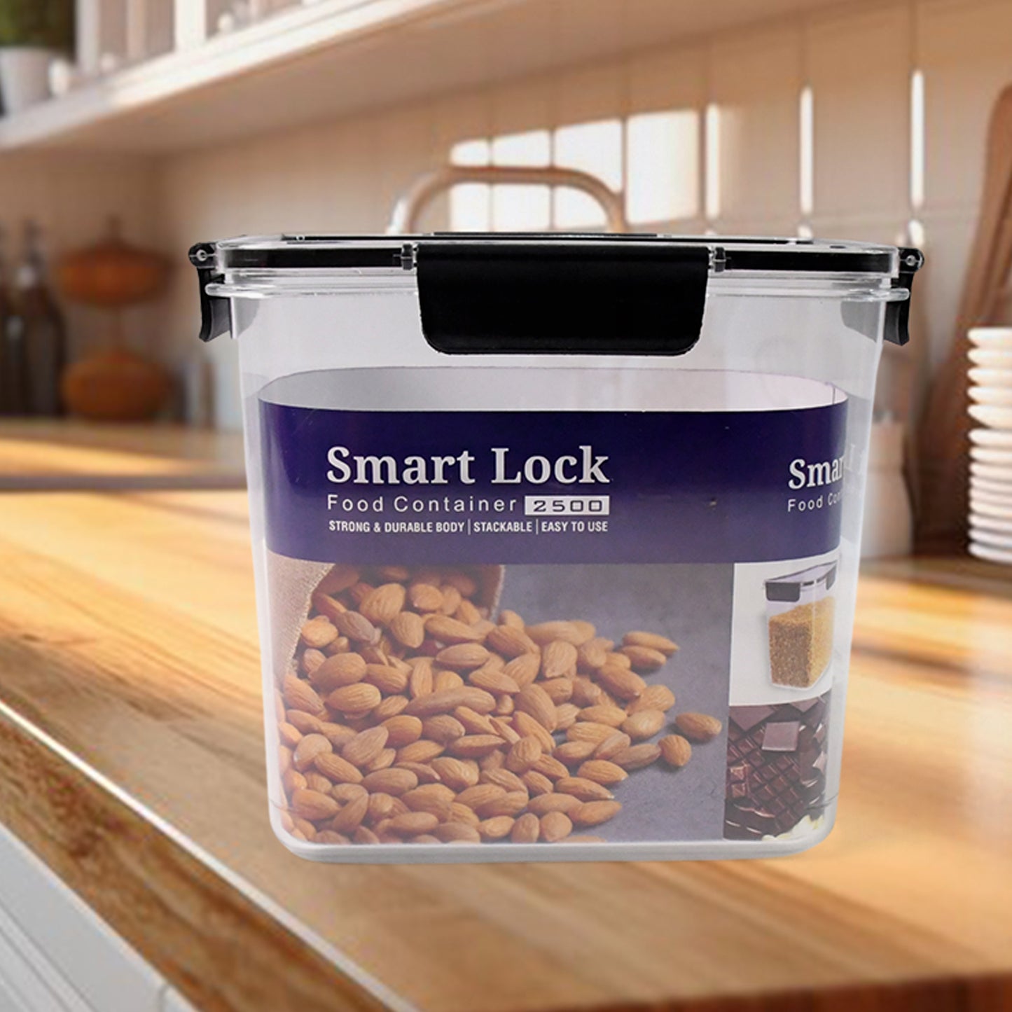 Airtight Food Storage Container – 2500ml with Easy Snap Lids, 1 Piece