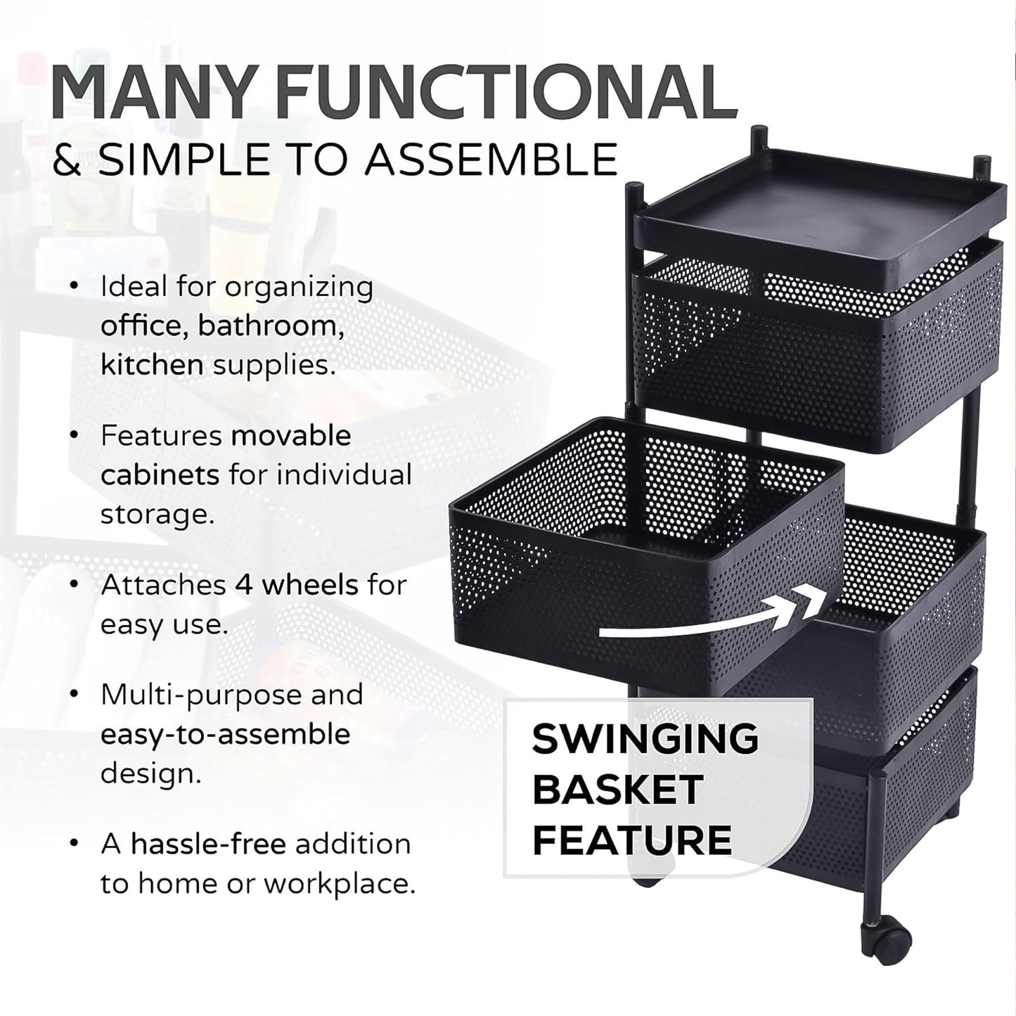 4-Layer Metal Kitchen Trolley with Wheels – Sturdy, Spacious & Multi-Purpose 🚛✨
