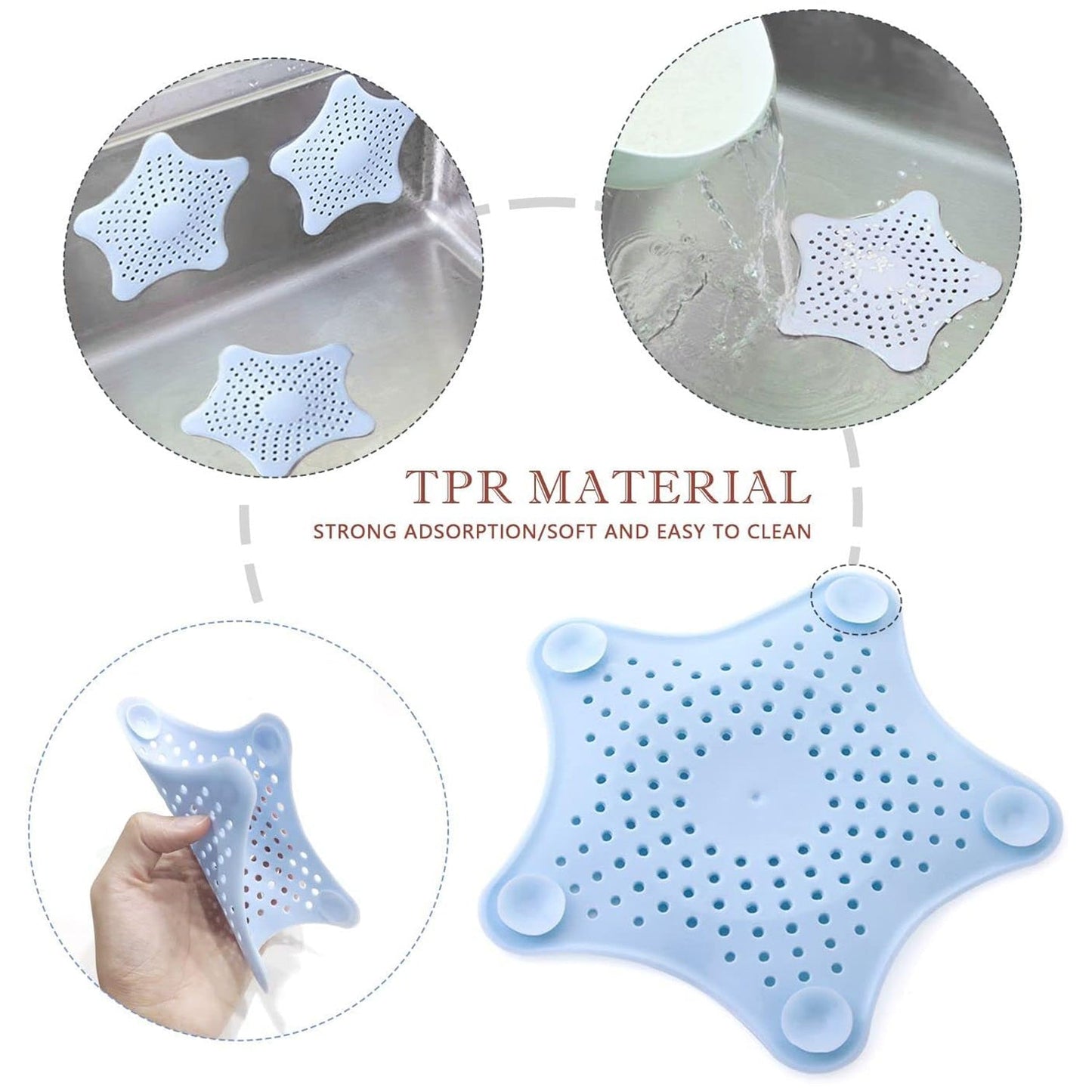 Star-Shaped Suction Cup Sink Drain Strainer | Hair Stopper & Filter for Kitchen & Bathroom (1 PC)
