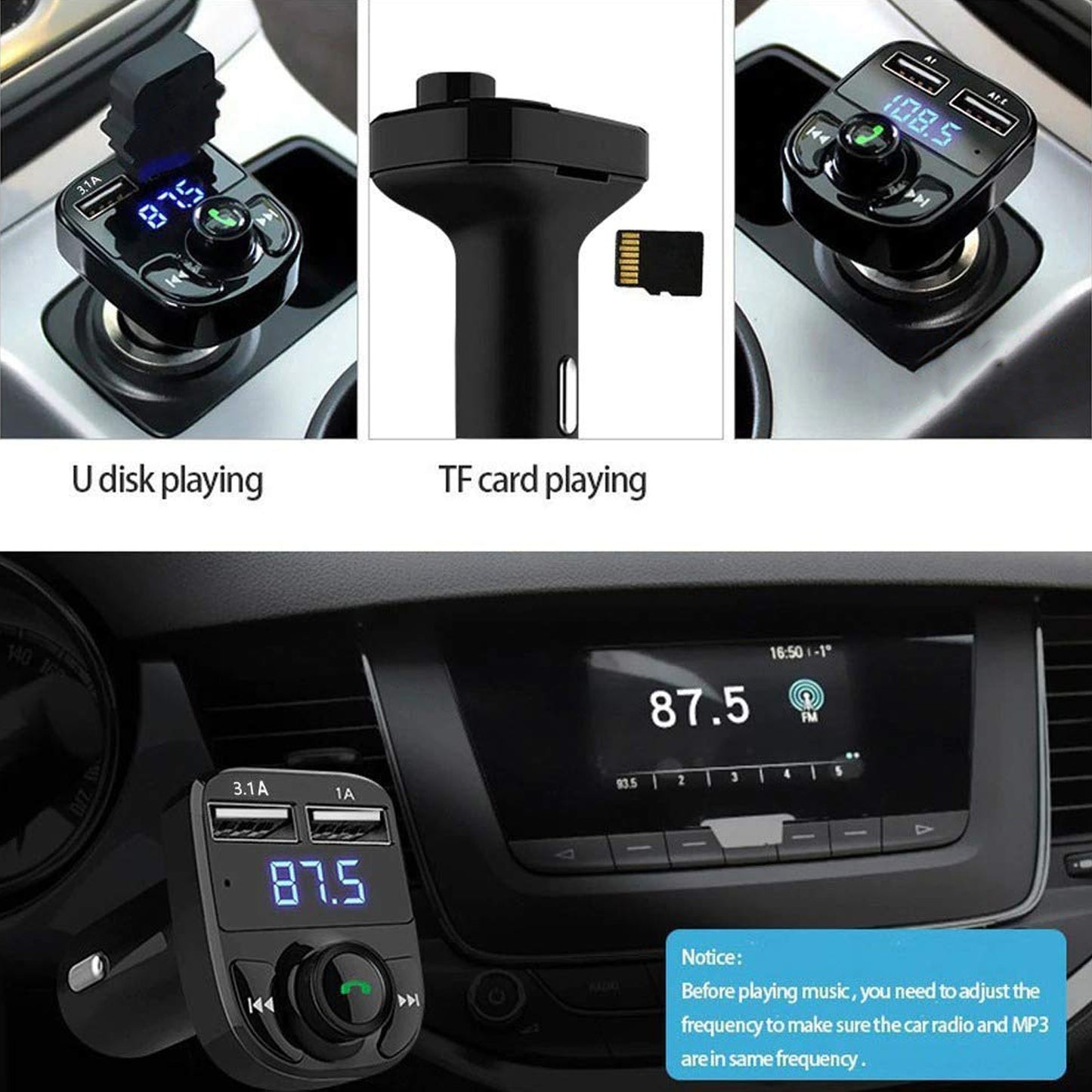 X8 Bluetooth FM Transmitter – Hands-Free Car Kit with Fast Charging & Music Streaming 🎵🚗