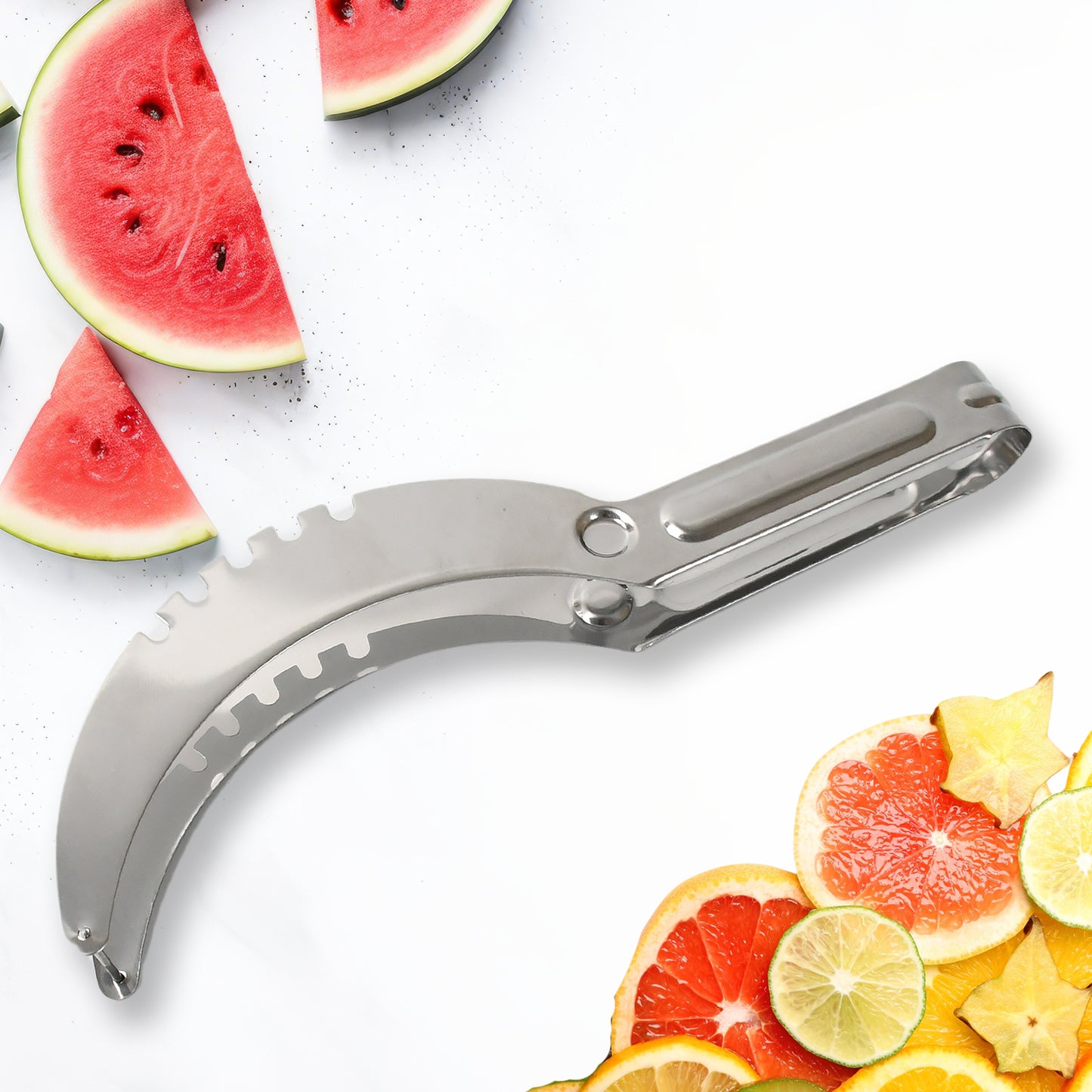 3-in-1 Stainless Steel Watermelon & Cantaloupe Slicer | Fruit Corer & Knife Tool