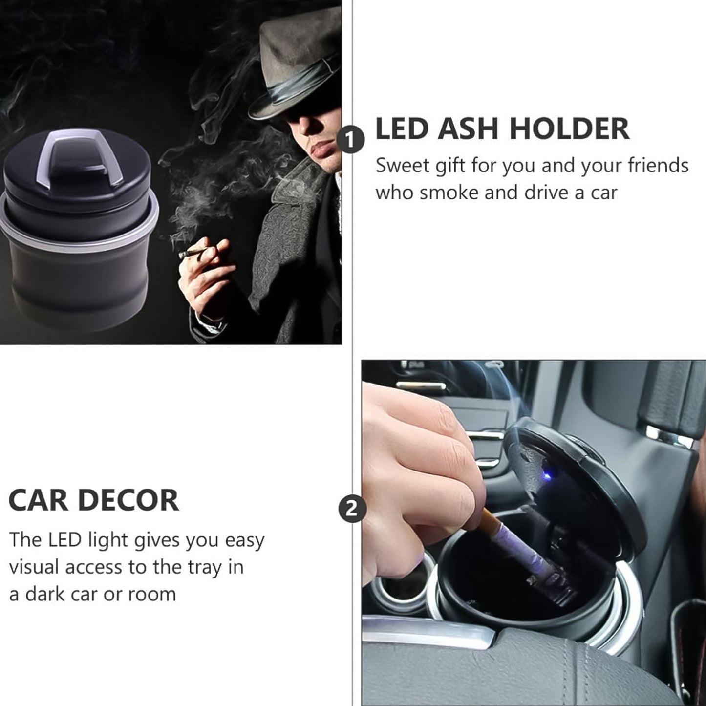 🚗 Portable Car Ashtray with Lid & Blue LED Light – Keep Your Car Clean & Fresh!