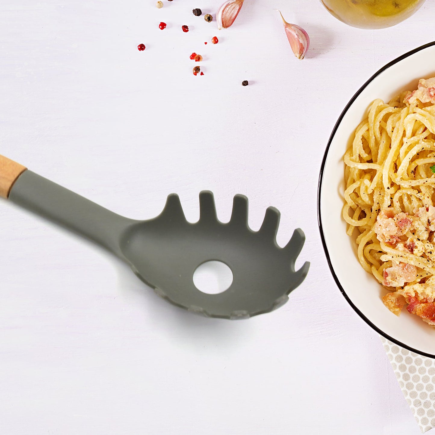 Plastic Kitchen Whisk & Spoon – Heat - Resistant Non - Stick Cookware - Chestore