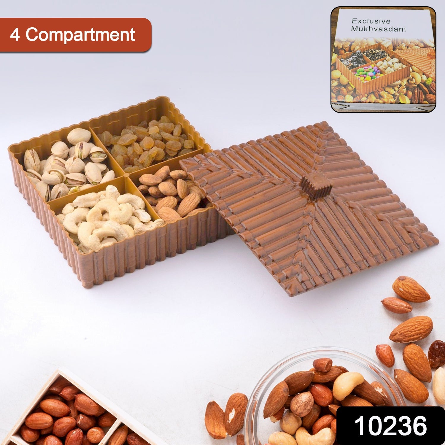 Plastic Multipurpose Dry Fruit Chocolates Mouth Box (1 Pc) - Chestore