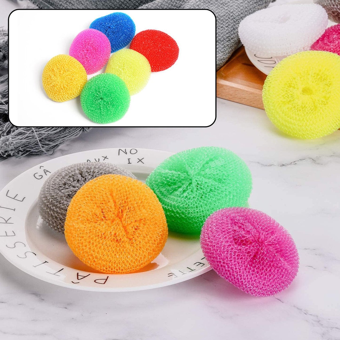 Plastic Round Nylon Scrubbers – Pack of 12 for Tough Cleaning - Chestore