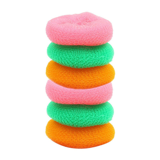 Plastic Round Nylon Scrubbers – Pack of 6 for Effective Cleaning - Chestore