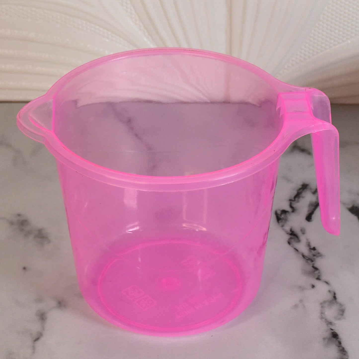 Plastic Round Transparent Bath Water Mug – 1200ml (Mix Color) - Chestore