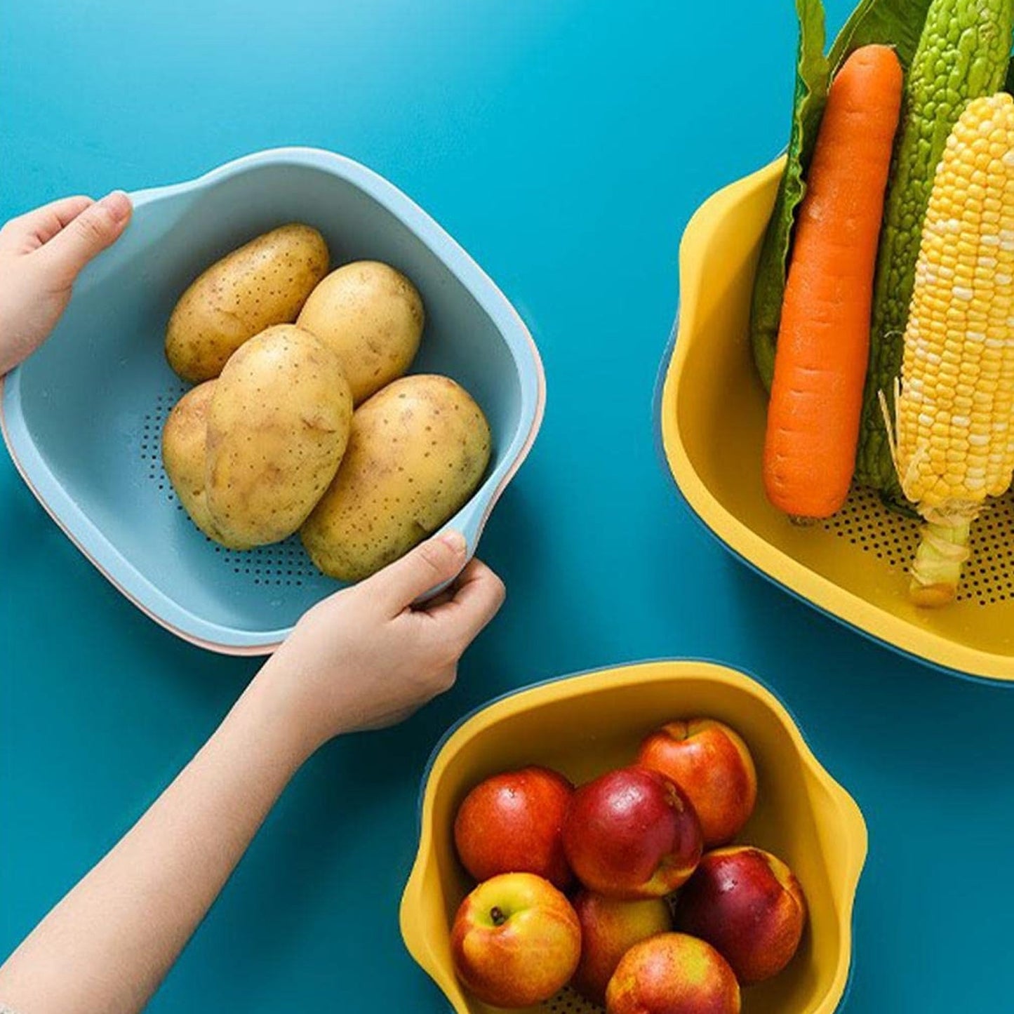 Plastic Washing Bowl & Strainer Basket – Kitchen Essential - Chestore