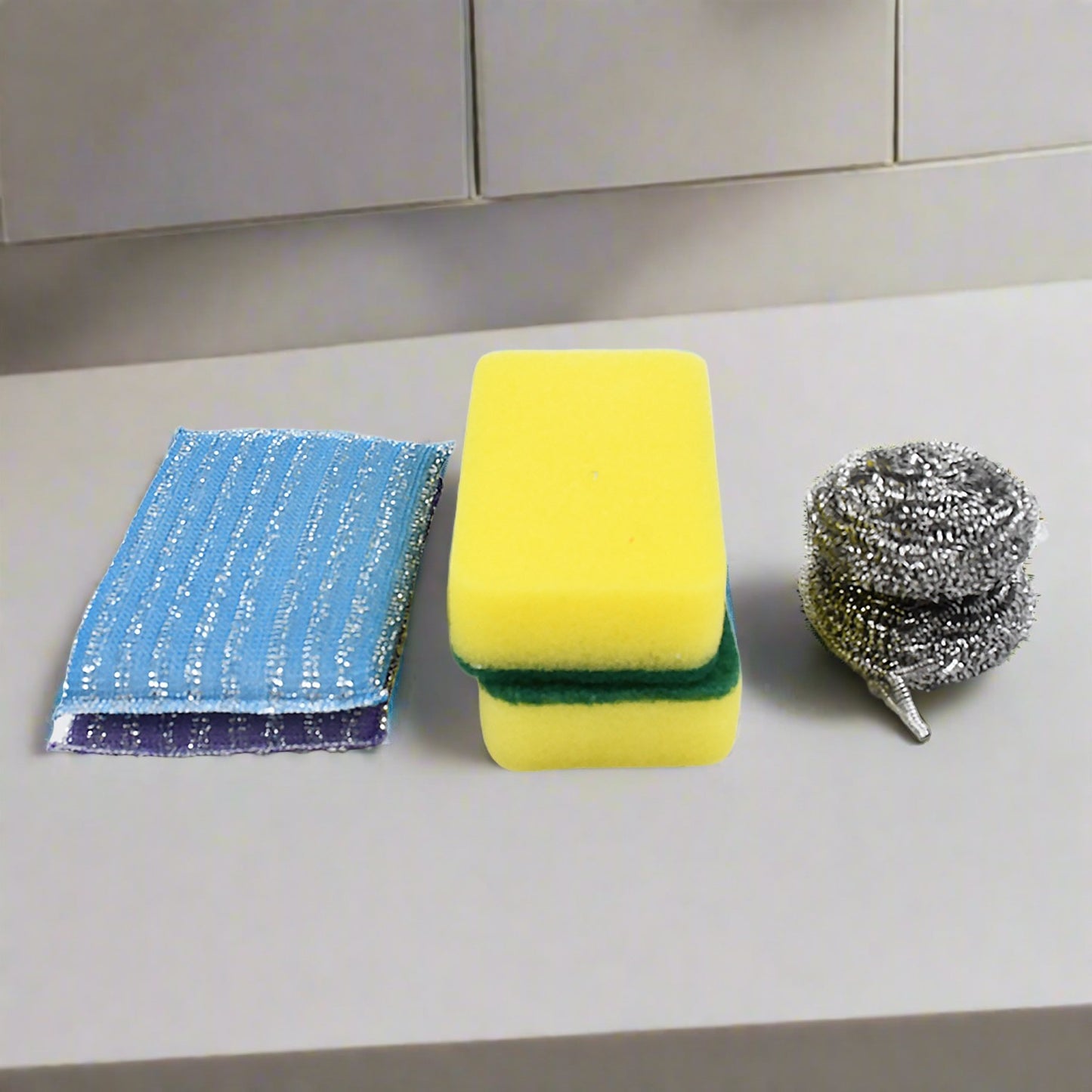6-Piece Kitchen Cleaning Tool Set – Microfiber Sponges & Stainless Steel Scouring Pads