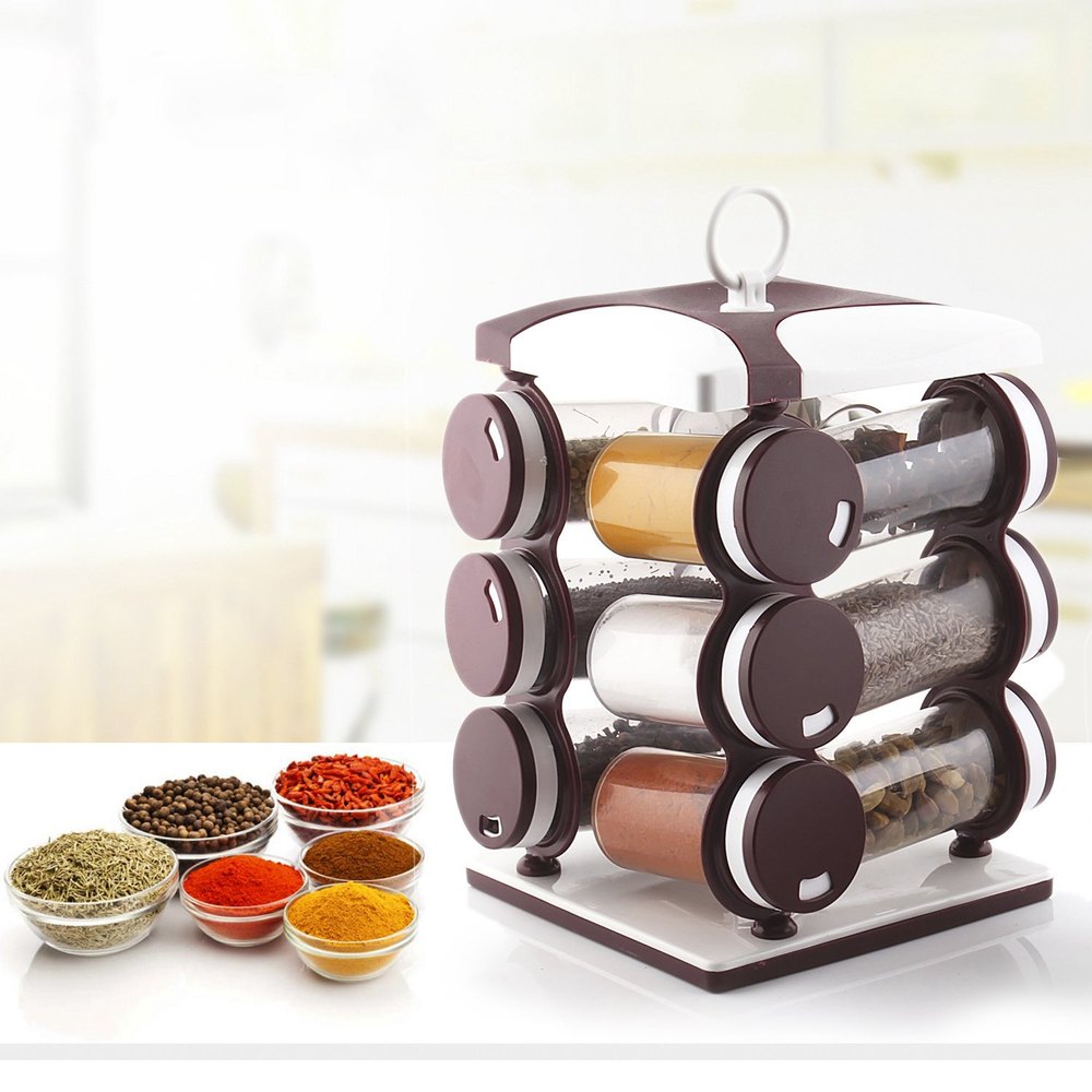 12-Piece Spice Jar Set – Food-Grade Plastic Spice Containers with Brown Box