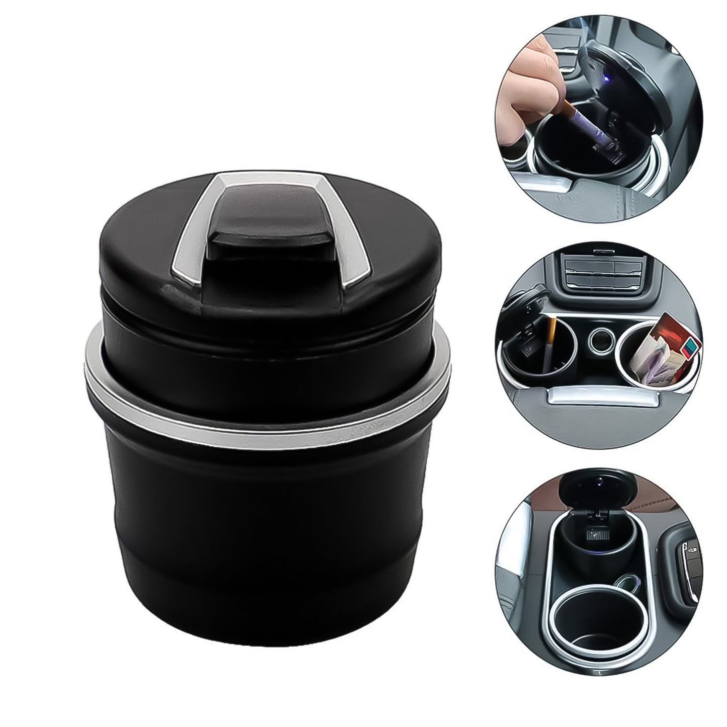🚗 Portable Car Ashtray with Lid & Blue LED Light – Keep Your Car Clean & Fresh!