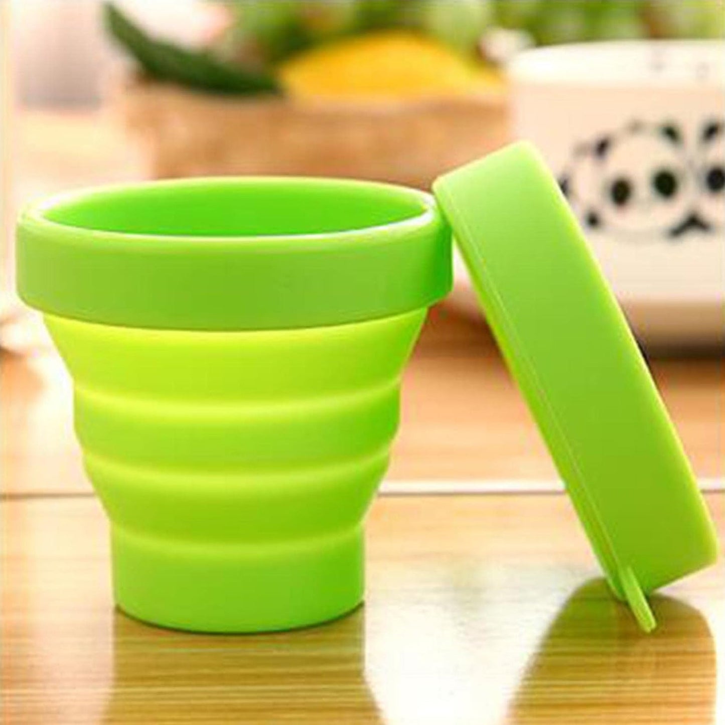 Round Silicone Foldable Travel Mug with Lid - Chestore