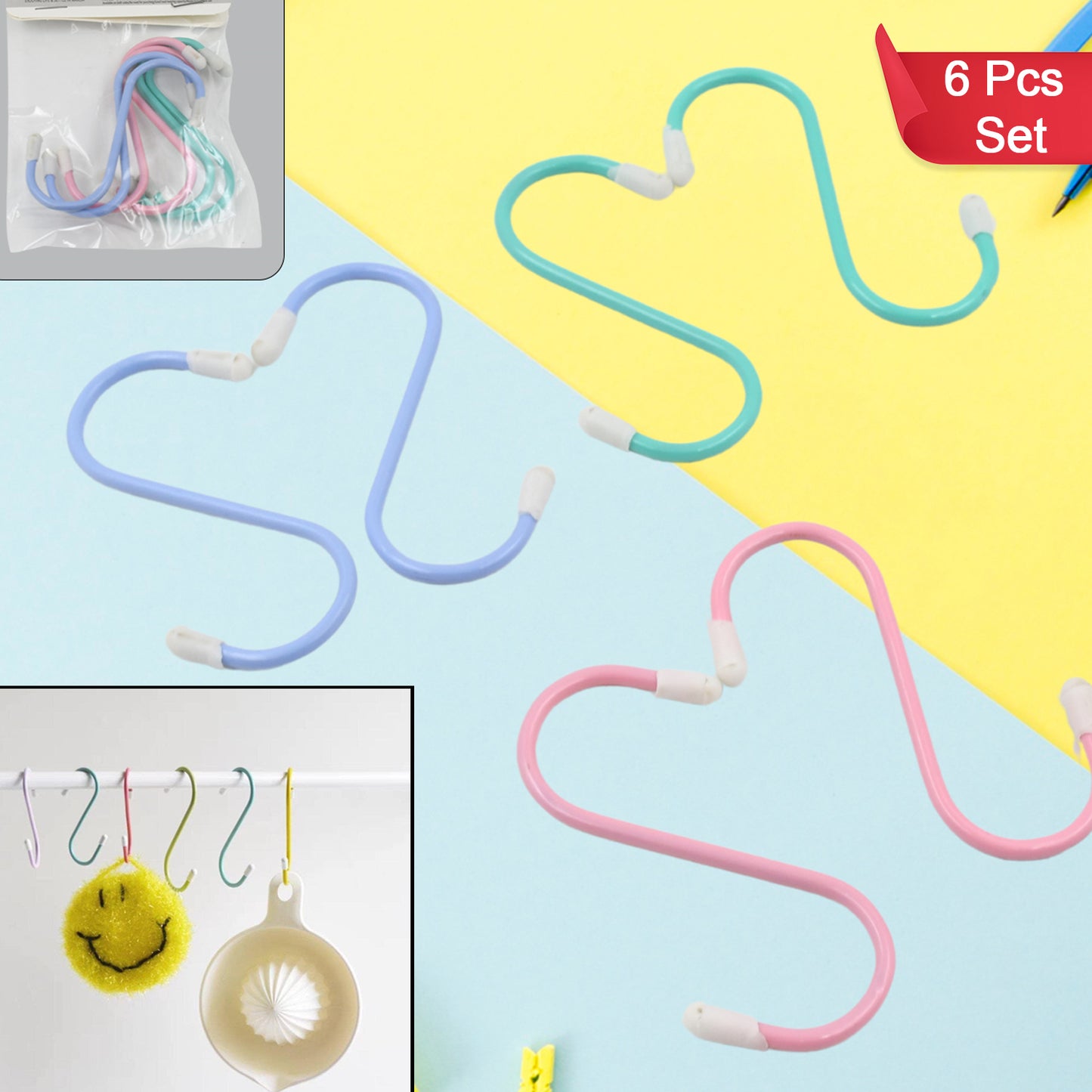 Heavy-Duty S-Shaped Metal Hooks – 6-Piece Set for Hanging