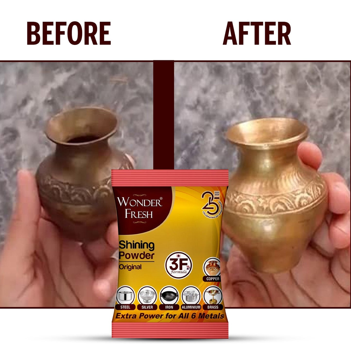 Shining Powder - Cleans & Polishes Copper, Brass, Silver, Aluminum, Iron & Steel – 200 gm - Chestore