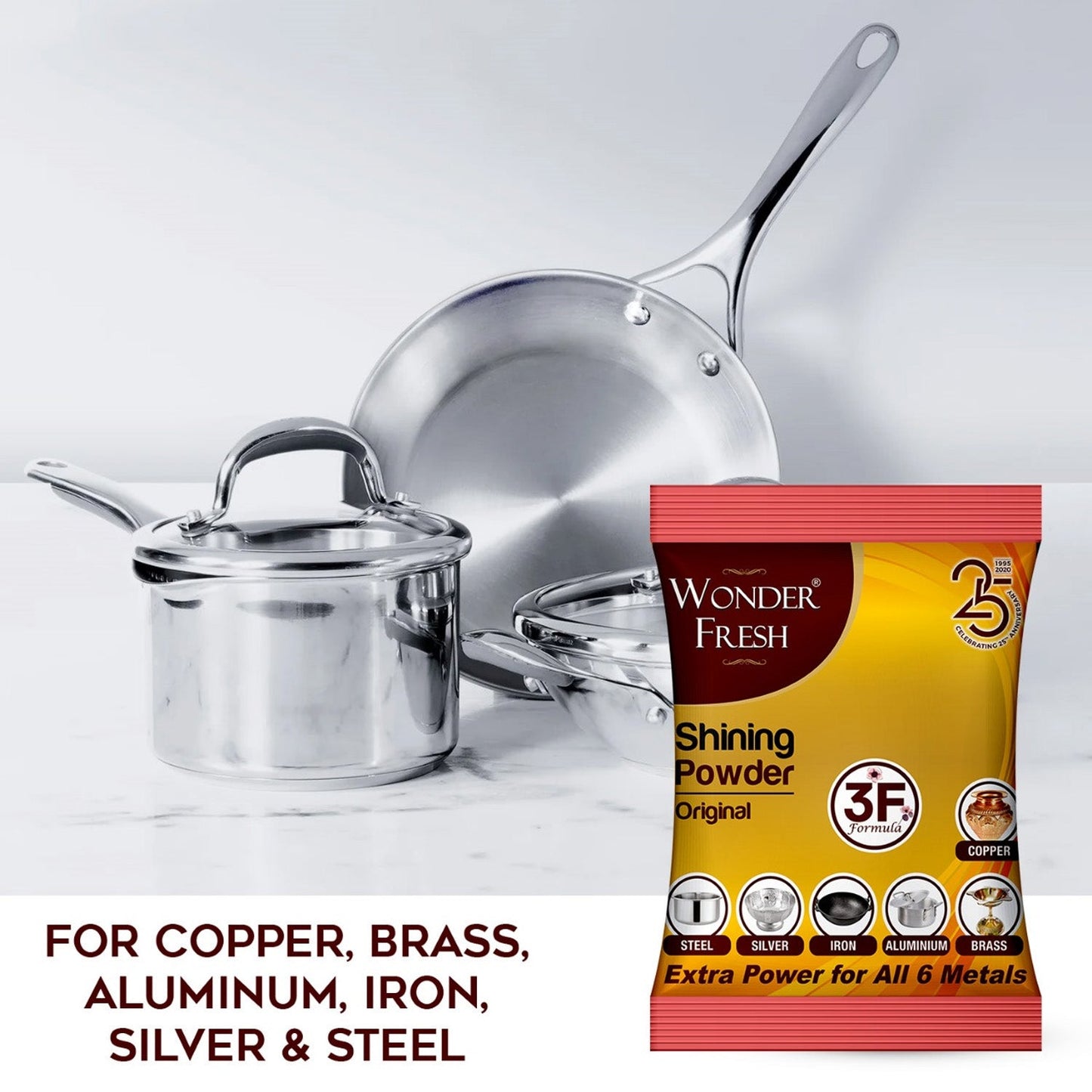 Shining Powder - Cleans & Polishes Copper, Brass, Silver, Aluminum, Iron & Steel – 200 gm - Chestore