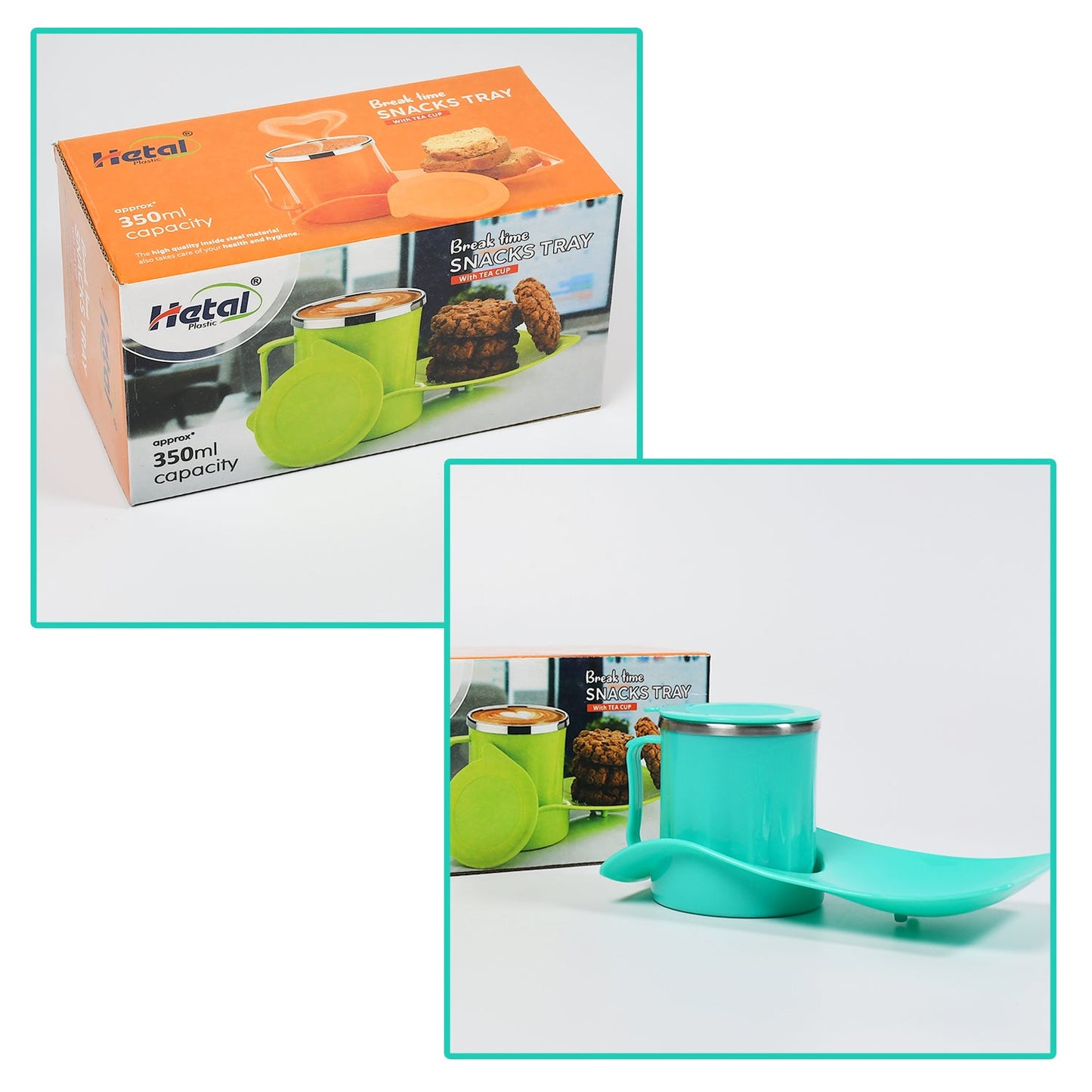 Snack Tray with 350ml Steel Cup – Perfect for Kids & Home Use - Chestore