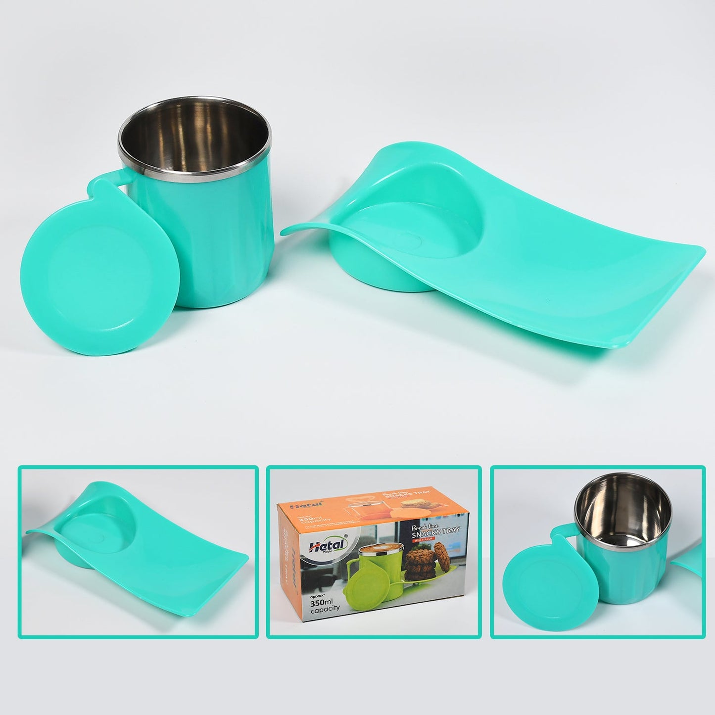 Snack Tray with 350ml Steel Cup – Perfect for Kids & Home Use - Chestore