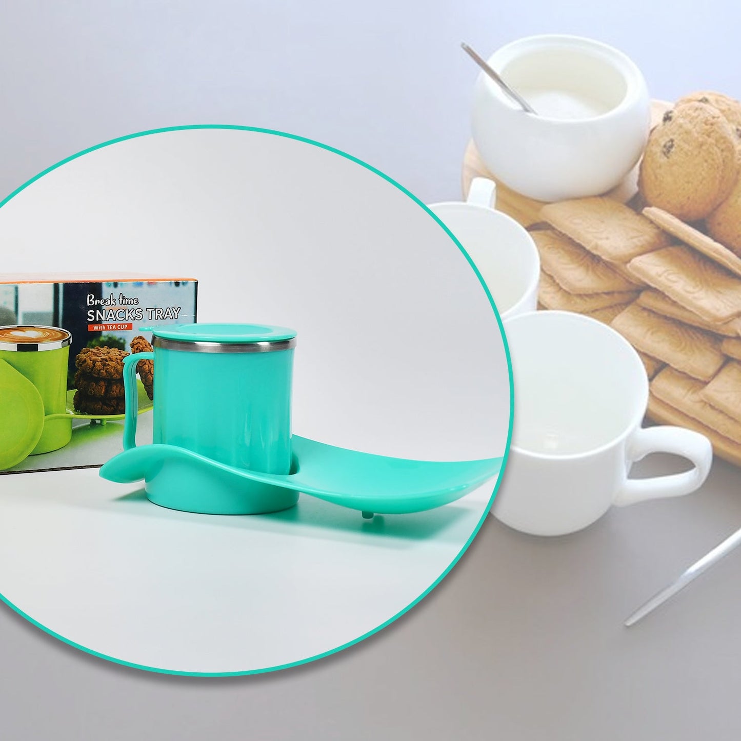 Snack Tray with 350ml Steel Cup – Perfect for Kids & Home Use - Chestore