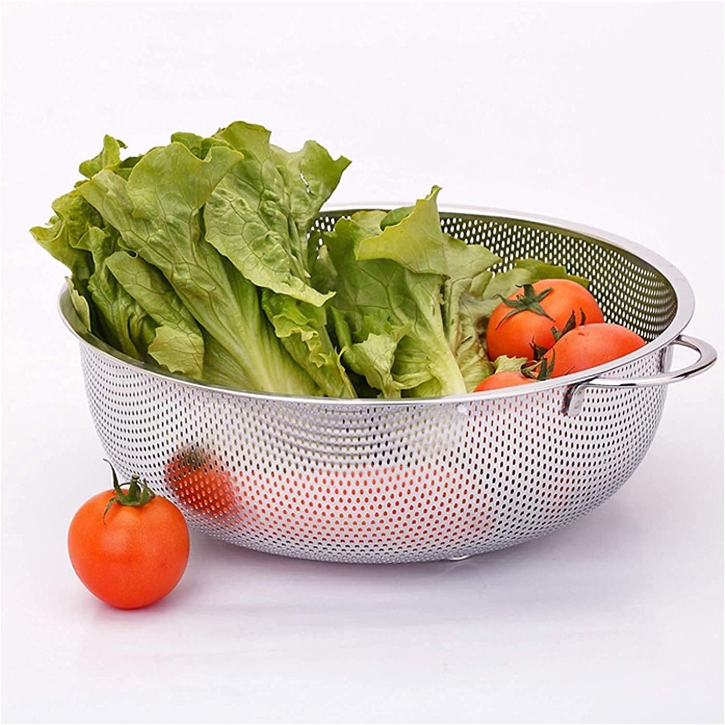 Stainless Steel Colander with Handle – Large Mesh Strainer (25.5 cm) - Chestore