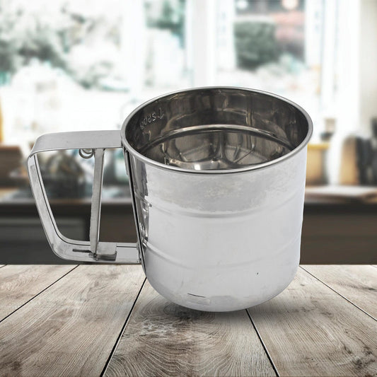Stainless Steel Flour Sifter with Measuring Scale – Handheld Baking Sieve - Chestore