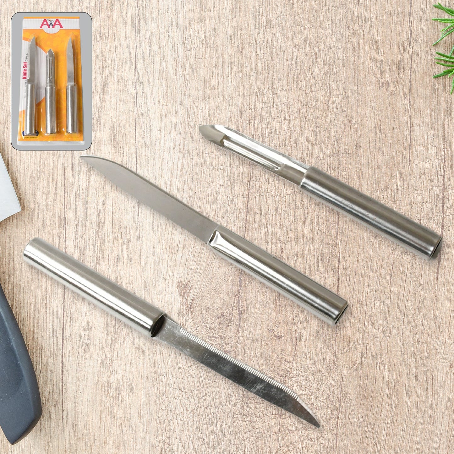 Stainless Steel Multipurpose Cutting Knives – 3 Pack, Non - Slip Handle - Chestore