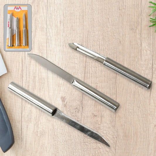 Stainless Steel Multipurpose Cutting Knives – 3 Pack, Non - Slip Handle - Chestore