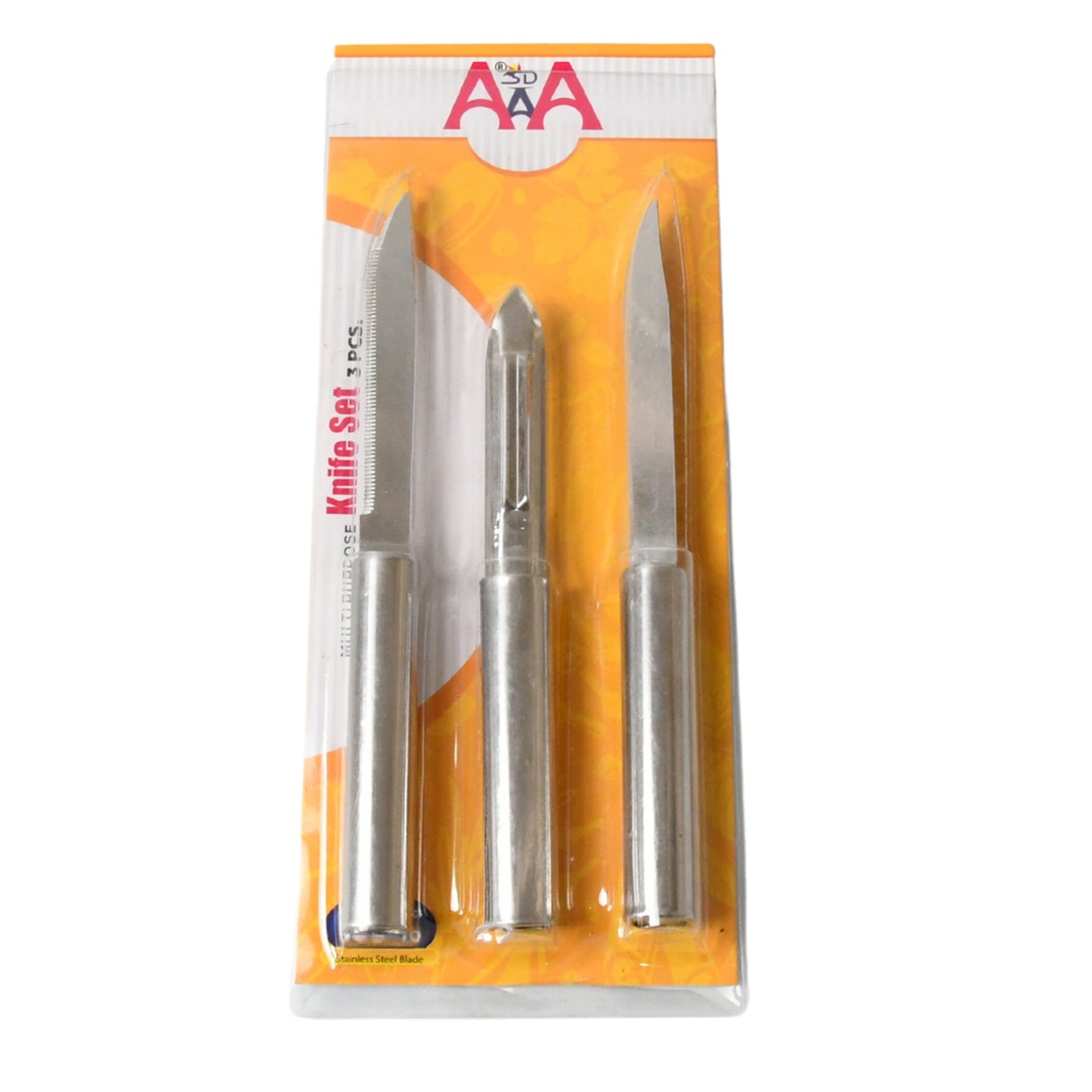 Stainless Steel Multipurpose Cutting Knives – 3 Pack, Non - Slip Handle - Chestore