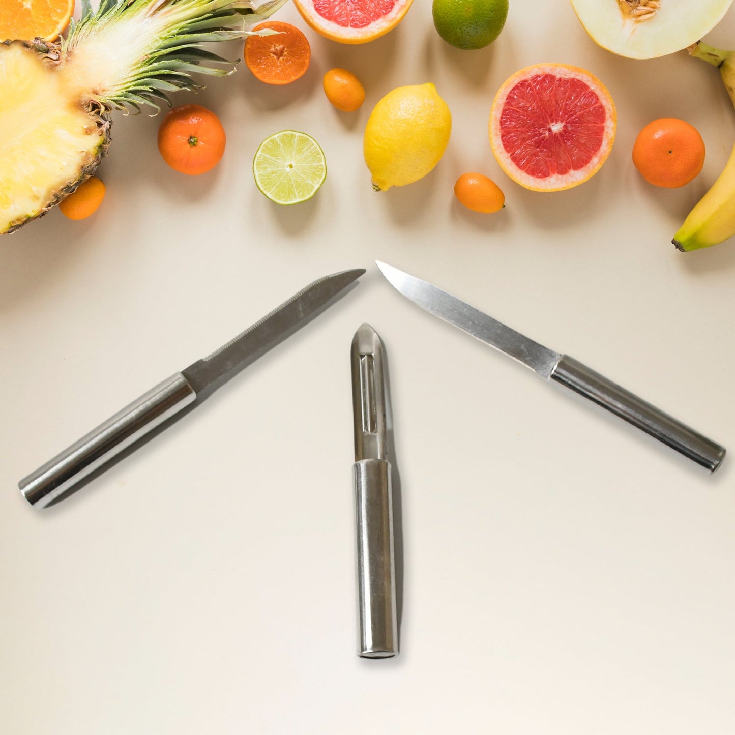 Stainless Steel Multipurpose Cutting Knives – 3 Pack, Non - Slip Handle - Chestore
