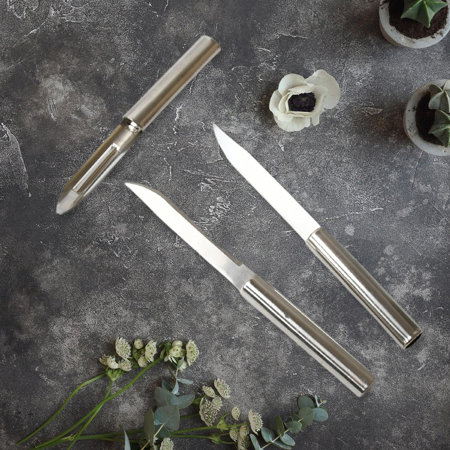 Stainless Steel Multipurpose Cutting Knives – 3 Pack, Non - Slip Handle - Chestore