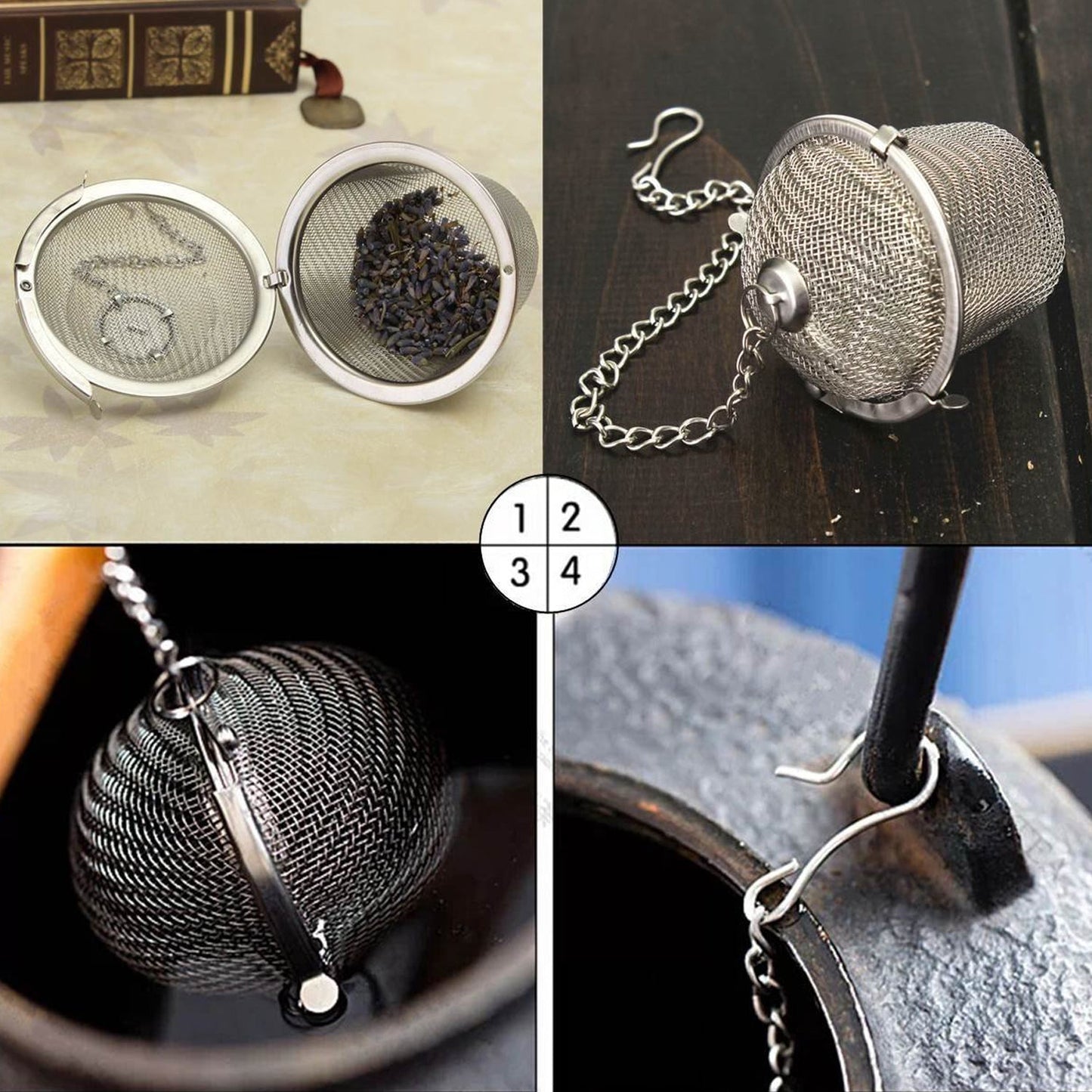 Stainless Steel Spice & Tea Infuser Mesh Ball – Locking Filter - Chestore