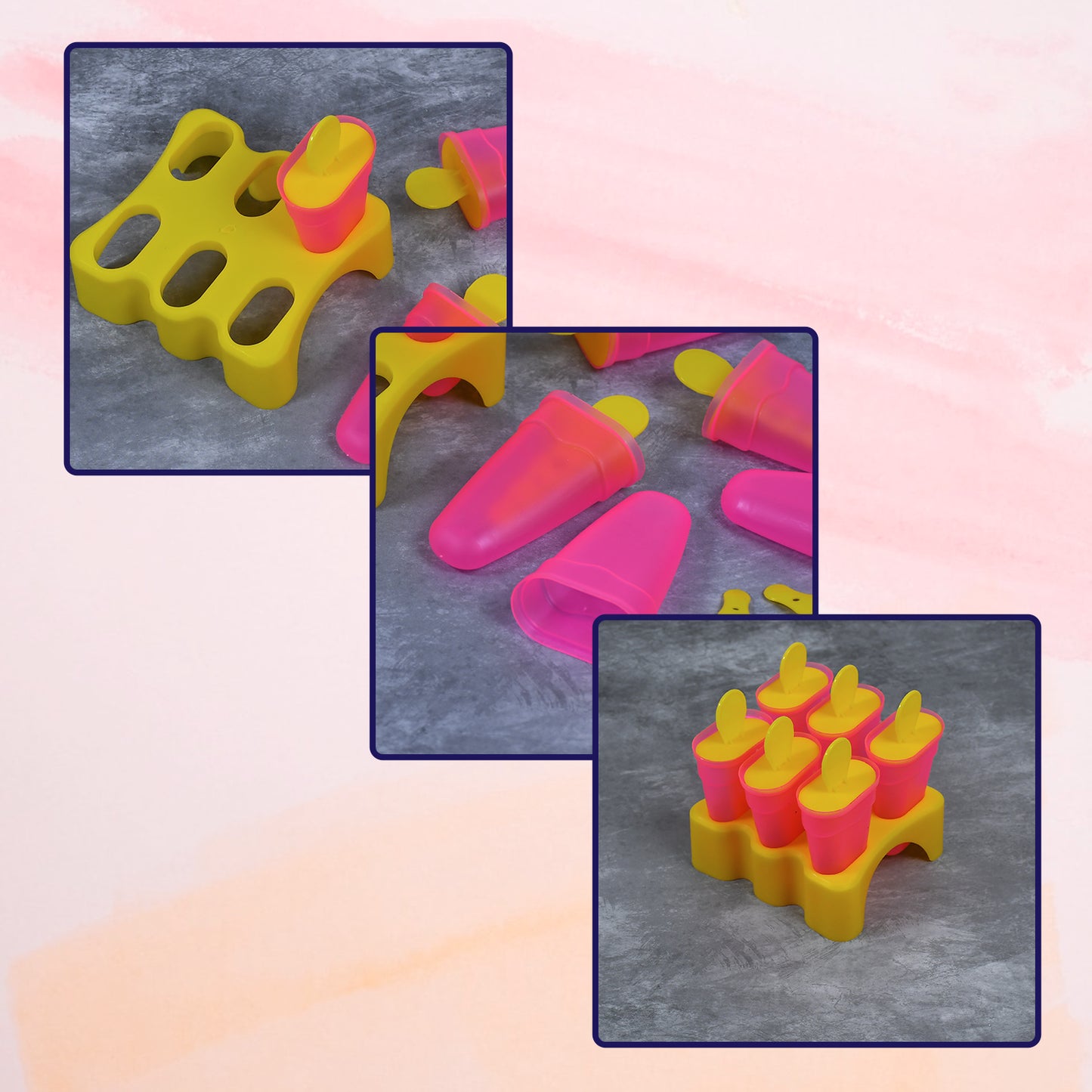 Kulfi Maker Moulds Set (6 Pcs) – Plastic Homemade Ice Cream Moulds for Freezer Use