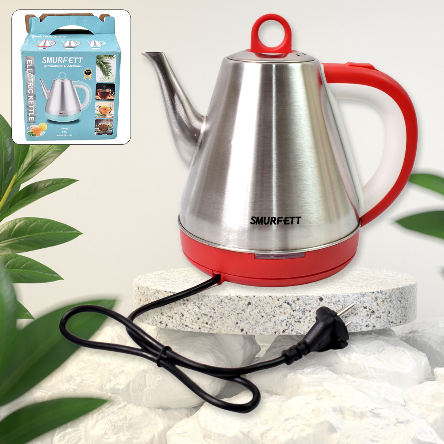 🔌 Stainless Steel Large Capacity Electric Kettle – 1.5 Ltr, 1500W